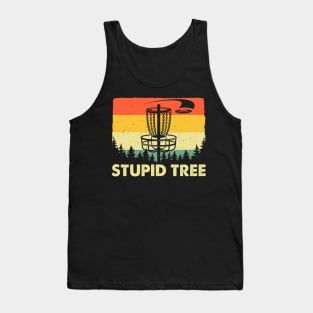 Disc Golf Shirt Funny Stupid Tree Retro Disc Golf Gift Tank Top